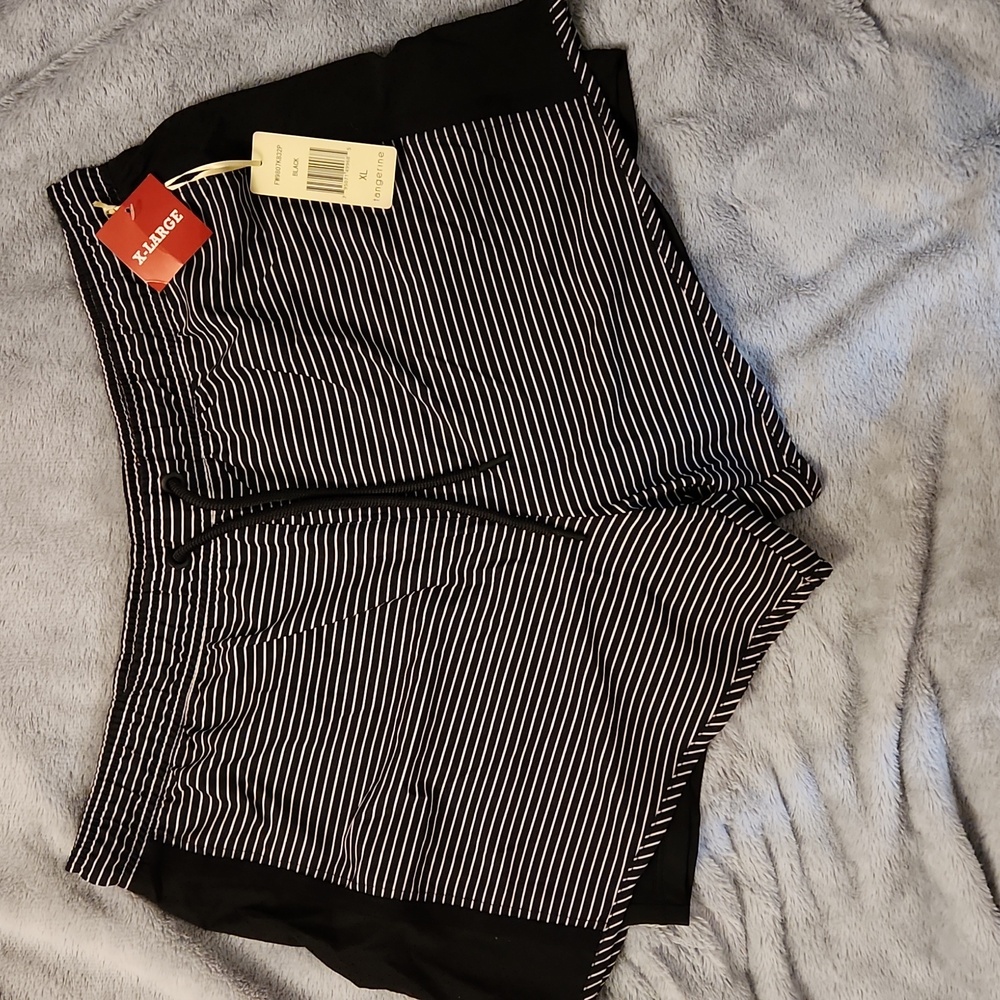 Tangerine Black and White Striped Shorts